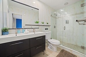Hair dryer, soap, shampoo