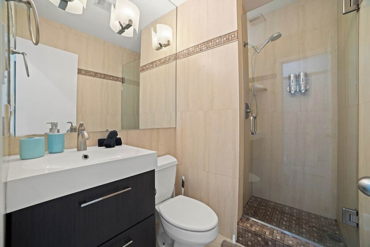 Hair dryer, soap, shampoo