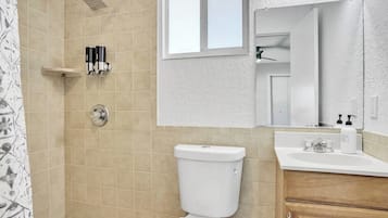 Hair dryer, soap, shampoo