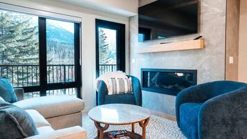 TV, fireplace, offices