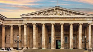 A classical building with a central pediment, flanked by columns, and a staircase leading to the entrance. - The Bloomsbury - by Frankie (London)