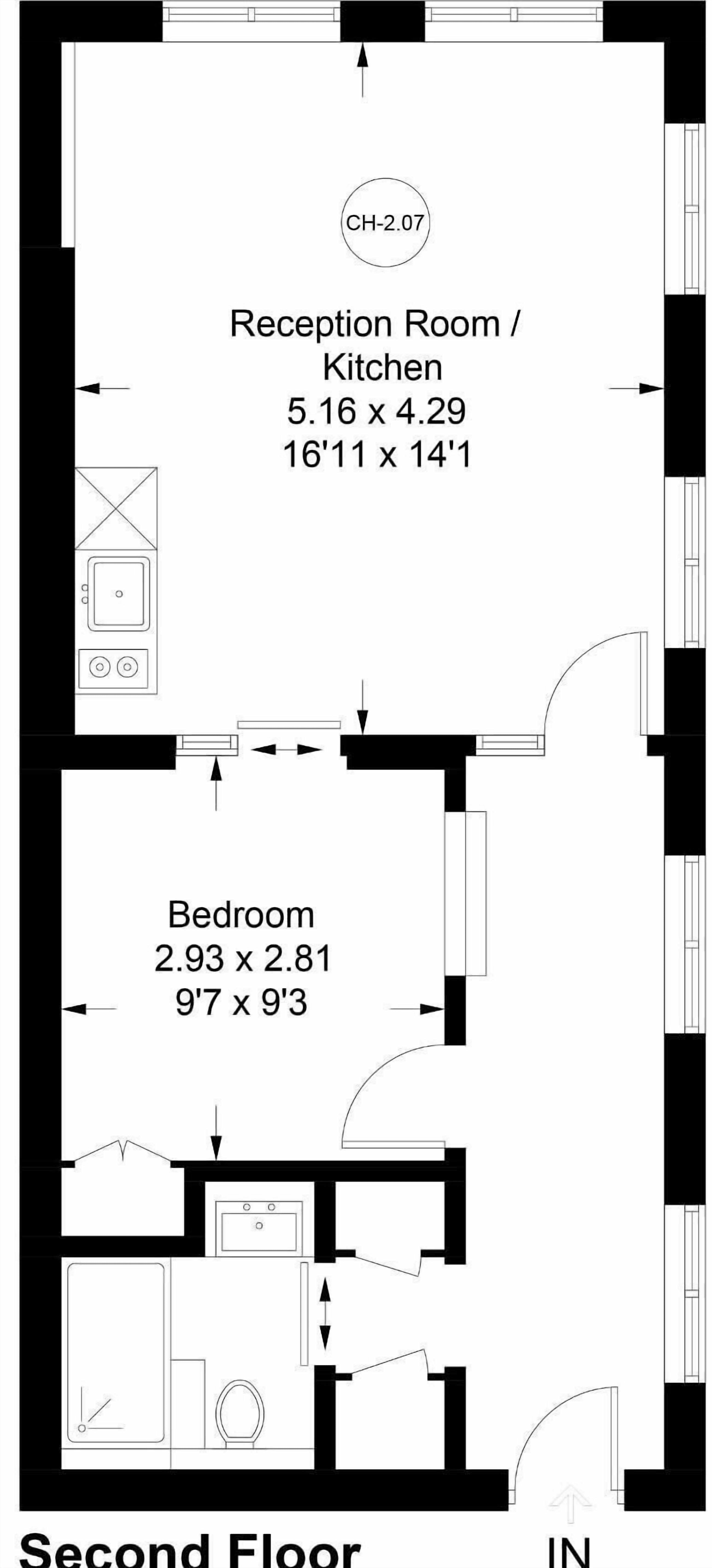 Appartement, 1 très grand lit et 1 canapé-lit, cuisine, vue ville (Brewer St B) | Plan d’étage