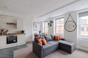 Apartment, 1 King Bed with Sofa bed, Pets Not Allowed, City View (Foley St 3) | Living area - The Foley Residence - Fitzrovia - by Frankie (London)
