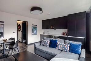 Apartment, 1 Double Bed with Sofa bed, Patio, City View (Old Compton 4) | Living area - The Influencer Suite - Soho - by Frankie Says (London)