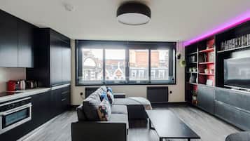 Appartement, 1 tweepersoonsbed met slaapbank, patio, uitzicht op stad (Old Compton 4) | Interieur