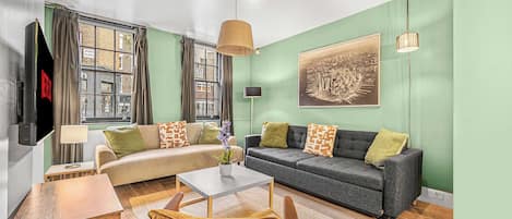 アパートメント ベッド (複数台) キッチン シティビュー (Goodge Pl Basement) | リビング エリア