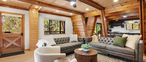 Smart TV, fireplace, video games, table football