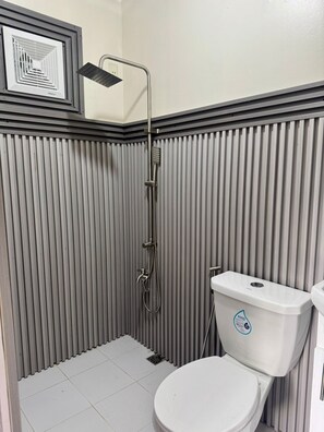 Ducha, toallas, jabón y papel higiénico