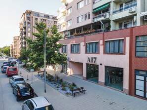 A multi-story building with a storefront labeled "A17". - А17 Plovdiv Apartments Next to RowingChannel app7 (Plovdiv)
