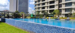 Outdoor pool, a heated pool - 1 Bedroom Furnished to let in GTC Westlands. (Nairobi)