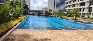 Outdoor pool, a heated pool - 1 Bedroom Furnished to let in GTC Westlands. (Nairobi)