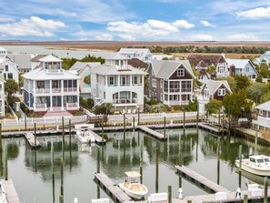 Marina - Charming Harbour Village home with marina-front views, ocean views, and creek views all in one! (Bald Head Island)