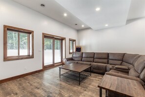 TV, fireplace, video games, video library