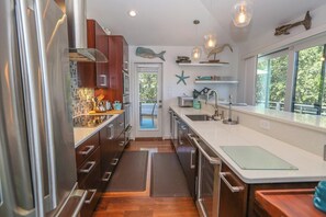 Fridge, microwave, oven, stovetop - Aqua Vie - Well Furnished 4 BR Retreat w/Private Pool, Hot Tub, Elevator (Southern Shores)
