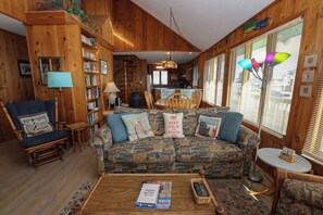 TV, fireplace, books - MacAllister - Semi-Oceanfront 3 BR Beach Bungalow - Dogs Allowed (Southern Shores)