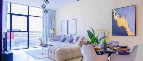 Apartment, Balcony, Partial Sea View | Living area