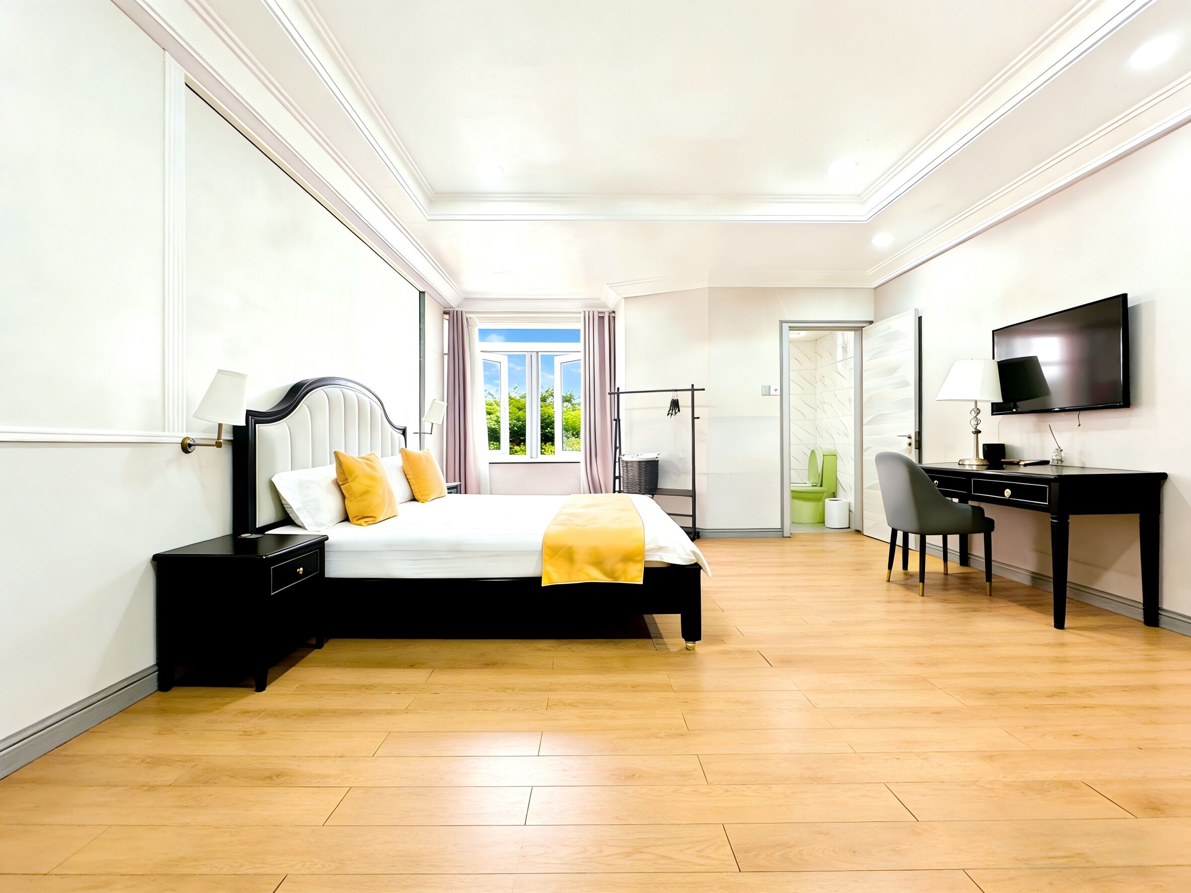 Escritorio y espacio para trabajar con laptop 