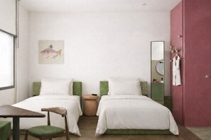 Basic-Zweibettzimmer, Stadtblick | Schreibtisch, kostenloses WLAN