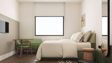 Kahden hengen perushuone, kaupunkinäköala