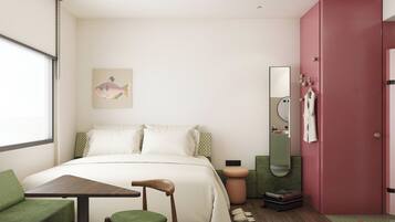 Kahden hengen perushuone, kaupunkinäköala