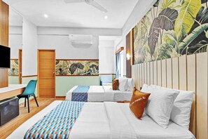 1 bedroom, desk, iron/ironing board, bed sheets