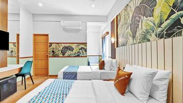 1 bedroom, desk, iron/ironing board, bed sheets