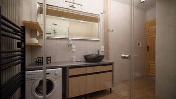 Deluxe Apartment, 2 Bedrooms, Mountain View | Bathroom | Shower, free toiletries, hair dryer, bidet