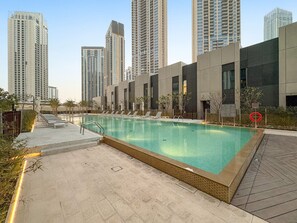 Pool - FIRST CLASS | 2BR | Luxe Stay Near Dubai Creek Hub (Dubai Creek Harbour)
