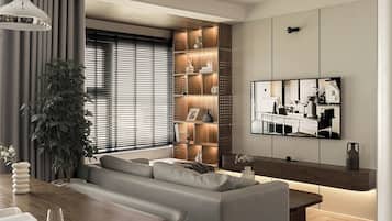 Hydromassage showerhead, designer toiletries, hair dryer, bathrobes