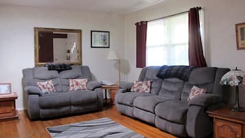 TV, DVD player, video library