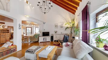 Televisión y chimenea