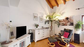 Televisión y chimenea