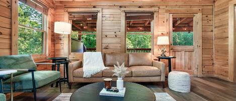 Cabane Signature, 2 chambres, bain à remous | Salle de séjour