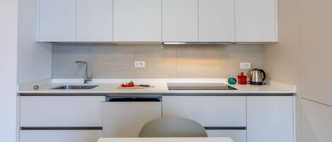 Fridge, microwave, dishwasher