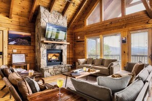 TV, fireplace, video games, table football - Cabin with Mountain Views, Hot Tub & Gamerooms! (Sevierville)