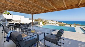 Outdoor dining - Majestic Rhodes Villa | Villa Kallithea | 4 Bedrooms | Breathtaking Sea Views. (Lindos)