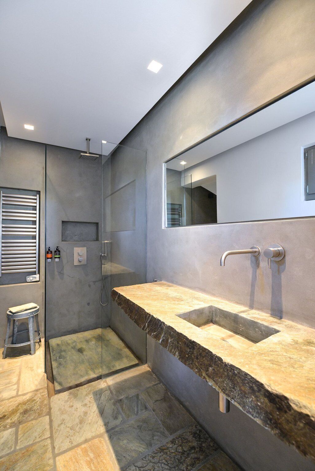 Shower, towels, soap, shampoo