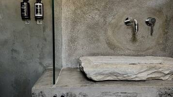 Shower, towels, soap, shampoo