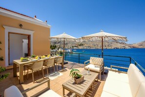 Outdoor dining - Superb Symi Villa | Villa Elysian Blue | 4 Bedrooms | Breathtaking Sea Views |. (Symi)