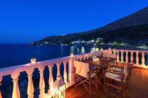 Outdoor dining - Lavish Symi Sea-front Villa | Villa Thalassa | 3 Bedrooms | Breathtaking Sea. (Symi)