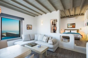 Music library, stereo - Divine Mykonos Villa Ananke, 4 BDR, Private Pool & Plunge Pool, Sea Views (Mykonos)