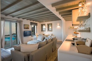 Music library, stereo - Divine Mykonos Villa Ananke, 4 BDR, Private Pool & Plunge Pool, Sea Views (Mykonos)