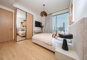 2 bedrooms, iron/ironing board, free WiFi, bed sheets - Dubai Mall Apt w/ Burj Khalifa & Fountain Views (Dubai)