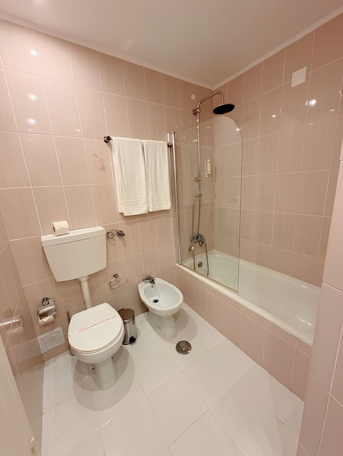 Une salle de bain comprenant des toilettes, un bidet et une baignoire.