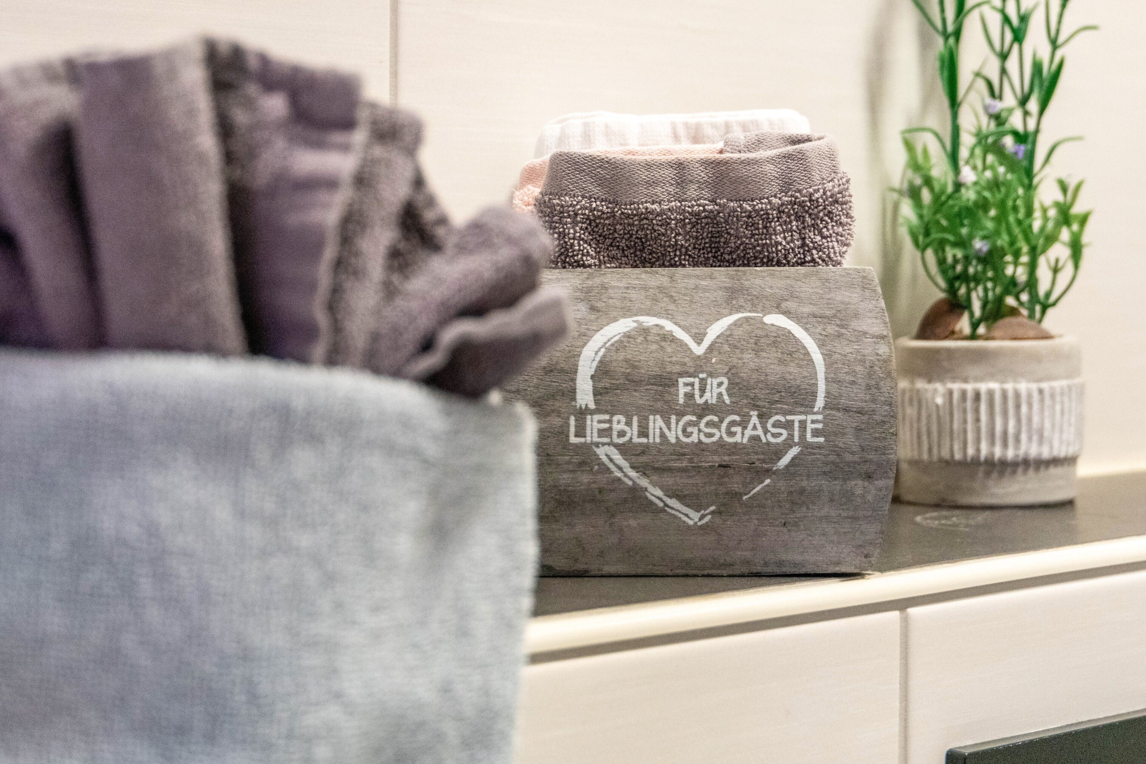 A bathroom with a towel, a soap dish, and a potted plant.