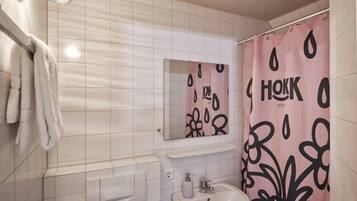 Bathroom | Shower, hair dryer, towels, soap
