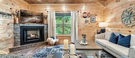 Télévision, cheminée, jeux vidéo, baby-foot