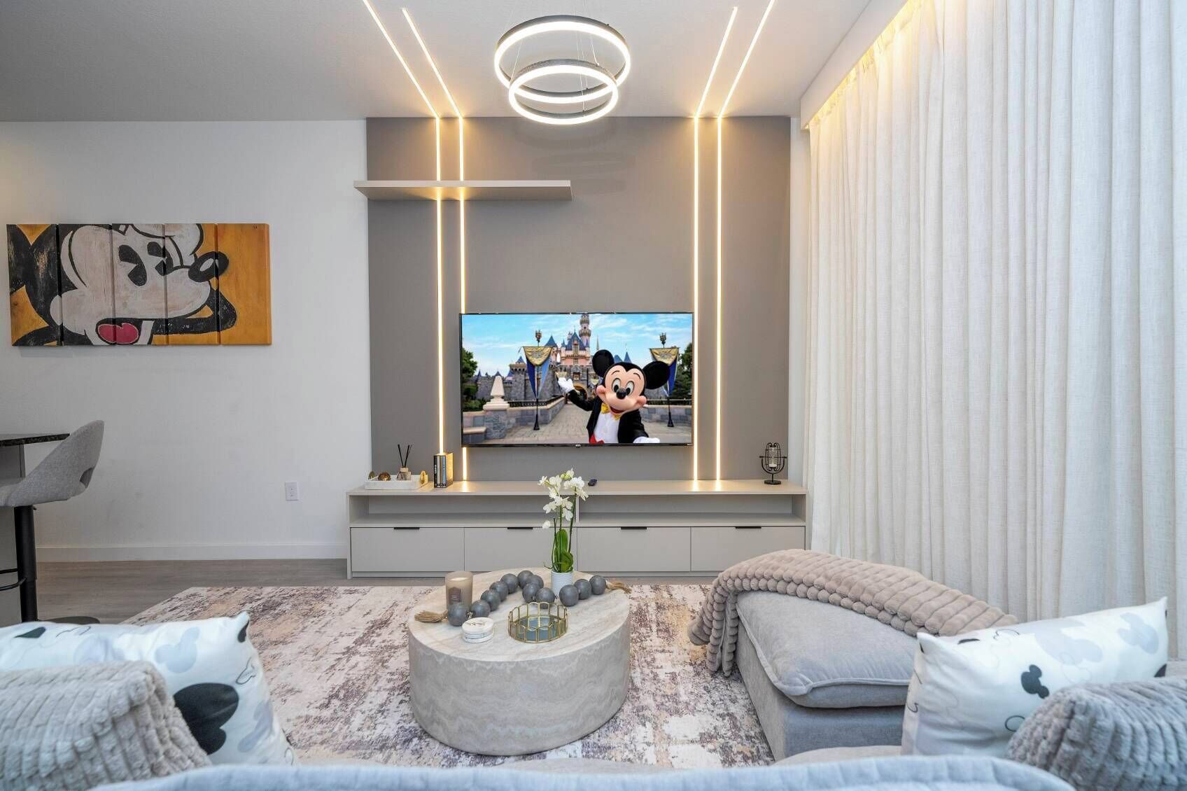 TV, fireplace, video games