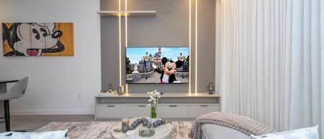 TV, fireplace, video games