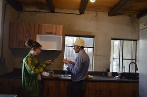 Shared fridge, microwave, cookware/dishes/utensils